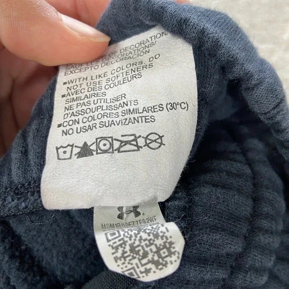 Under Armour Baggy Sweatpants Small Black Fleece Lined Drawstring Flat Front - Picture 5 of 9